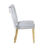 ZUN Eva 2 Piece Gold Legs Dining Chairs Finished with Velvet Fabric in Silver B00960894