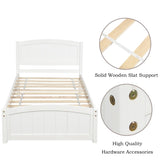 ZUN Wood Platform Bed with Headboard,Footboard and Wood Slat Support, White WF190781AAK