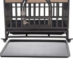 ZUN 32in Heavy Duty Dog Crate, Furniture Style Dog Crate with Removable Trays and Wheels for High W1863125108