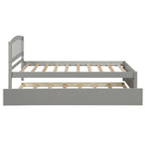 ZUN Twin size Platform Bed Wood Bed Frame with Trundle, Gray WF194302AAE