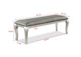 ZUN 1-Pc Modern Luxury Contemporary Faux Leather Upholstered Dining Bench Silver Champagne Finish B011131256