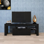 ZUN Black TV Stand with LED RGB Lights,Flat Screen TV Cabinet, Gaming Consoles - in Lounge, Living W33115870
