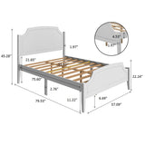 ZUN White Contemporary Roman Style, Solid Wood Bed, Full Size Bed Frame No Box Spring Needed, Paint W1596102248