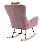 ZUN 35.5 inch Rocking Chair with Pocket, Soft Teddy Fabric Rocking Chair for Nursery, Comfy Wingback W1372105258