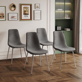 ZUN Fabric Dining Chairs Set of 4, Upholstered Armless Accent Chairs, Classical Appearance and Metal W1241P163316