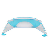 ZUN 240cm*180cm*150cm Polyester Cloth Fiber Pole Open Boat Type Beach Awning Blue And White 01254454