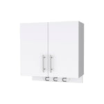 ZUN Carmelita 2-Door 2-Shelf Wall Storage Cabinet with Hangers White B062103266