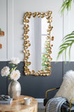 ZUN 61" x 31" Full Length Mirror with Golden Leaf Accents, Floor Miiror for Living Room Bedroom W2078135189