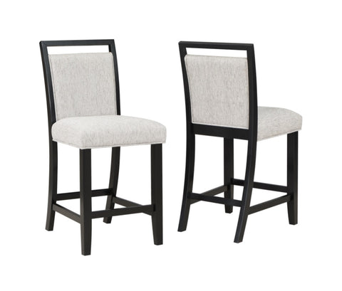 ZUN 2pc Farmhouse Counter Height Upholstered Dining Chair Stools Upholstered with Comfortable Gray B011P145254