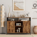 ZUN Sideboard, storage cabinet with open shelves for kitchen dining room living room, industrial style, W1321126671