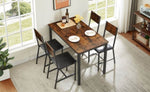 ZUN Dining Set for 5 Kitchen Table with 4 Upholstered Chairs, Rustic Brown, 47.2'' L x 27.6'' W x 29.7'' W1162107789