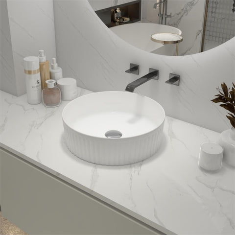 ZUN Ceramic Circular Vessel Bathroom Sink Art Sink W999127748