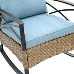 ZUN 3pcs rocking rattan set wholesale leisure chair outdoor rattan rocking chair set grey W640134153