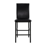 ZUN Metal Frame Counter Height Chairs Set of 4 Brown Faux Leather Seat Black Metal Finish Dining Chairs B01146335