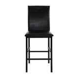 ZUN Metal Frame Counter Height Chairs Set of 4 Brown Faux Leather Seat Black Metal Finish Dining Chairs B01146335