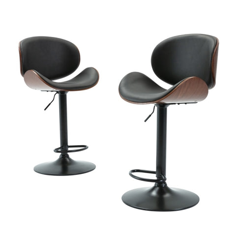 ZUN HengMing Bentwood Adjustable Bar Stools , Upholstered Swivel Barstool, Mix color PU Leather W212140578