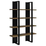 ZUN Mystrene Black and Walnut 4-Shelf Bookcase B062P153769