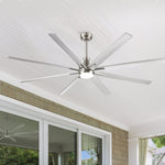 ZUN Smart 72" Integrated LED Ceiling Fan with Silver Blades in Brushed Nickel Finish W1367121902