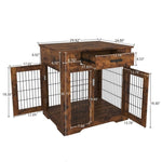 ZUN Furniture Style Dog Crate End Table with Drawer, Pet Kennels with Double Doors, Dog House Indoor W116241645