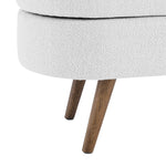 ZUN Ottoman Oval Storage Bench, Rubber Wood Legs, White（43.5“x16”x16“） 41301422