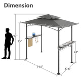 ZUN 8 x 5 FT Grill Pergola Tent with Air Vent Double Tiered BBQ Gazebo Outdoor Barbecue Canopy, Gray 44050533