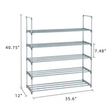 ZUN 5 Tiers Shoe Rack Shoe Tower Shelf Storage Organizer For Bedroom, Entryway, Hallway, and Closet Gray 96706614