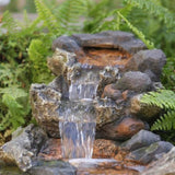ZUN 41x20x20" Large Brown Rock Wood-Look Fountain with Moss, Indoor & Outdoor Polyresin Water Feature W2078137337