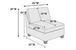 ZUN Living Room Furniture Armless Chair Grey Linen Like Fabric 1pc Cushion Armless Chair Wooden Legs B011104191