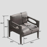 ZUN Mid-Century Modern PU Leather Aceent Chair, Solid Wood Upholstered Armchair for Living Room, W1885125536