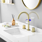 ZUN Two Handles Widespread 8 Inch Bathroom Faucet, Brushed Golden W122458163