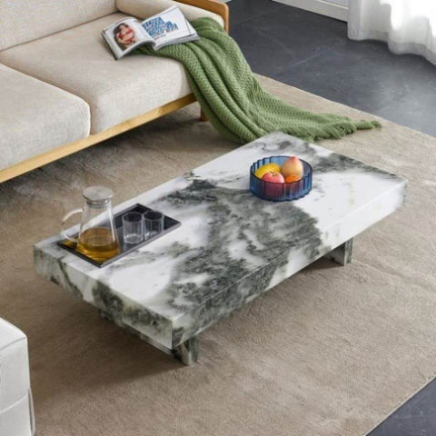 ZUN A modern and practical coffee table with black and white patterns. Made MDF material. The fusion W1151132114