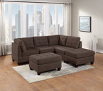 ZUN Living Room Furniture Tufted Ottoman Black Coffee Linen Like Fabric 1pc Ottoman Cushion Nail heads B011104198
