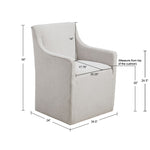 ZUN Slipcover Dining Arm Chair with Casters B035118590