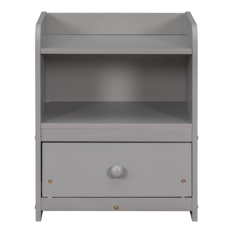 ZUN Nightstand, Bedside Table with Open Storage Cabinet, Drawer,Grey W50459226