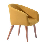 ZUN Upholstery Modern Accent Chair with Wooden Legs, Yellow Fabric W1314130121