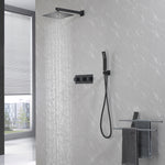 ZUN Brass Matte Black Shower Faucet Set Shower System 10 Inch Rainfall Shower Head with Handheld Sprayer 76070981