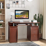 ZUN FCH 115* 55*74cm 15mm MDF Portable 1pc Door with 3pcs Drawers Computer Desk Coffee Color 28296634