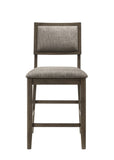 ZUN 2pc Transitional Counter Height Side Chairs with Upholstered Seat Back Dark Brown Gray Finish B011P149275