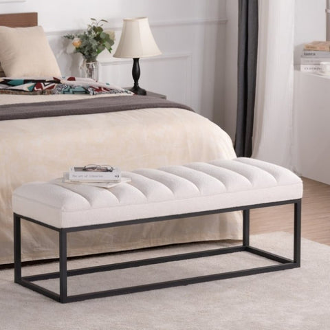 ZUN Metal Base Upholstered Bench for Bedroom for Entryway W68049948