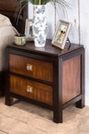 ZUN Acacia Walnut 1pc Nightstand Only Transitional Solid wood 2-Drawers Square Chrome Knobs Multitone B01181558
