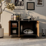 ZUN Litter Box Enclosure, Cat Litter Box Furniture with Hidden Plug, 3 Doors,Indoor Cat Washroom Storage W42090255