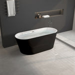 ZUN 67" Acrylic Freestanding Bathtub-Acrylic Soaking Tubs, Oval Shape Black Freestanding Bathtub With W1675113124