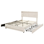 ZUN Queen Size Upholstered Bed with LED Light, 4 Drawers and a set of Type C and USB Ports, Velvet, WF316449AAA