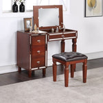ZUN Traditional Formal Cherry Color Vanity Set w Stool Storage Drawers 1pc Bedroom Furniture Set Tufted B011111846