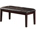 ZUN Espresso Finish 1pc Dining Bench Faux Leather Upholstered Button-Tufted Top Seat Transitional Dining B01165810