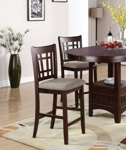 ZUN Set of 2 Chairs Dining Room Furniture Brown Solid wood Counter Height Chairs Upholstered Cushioned HS00F1205-ID-AHD