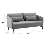 ZUN Gray Modern 3 Seater Fabric Sofa Couch Armchair Living Room Office w/2 Cushion 41033920