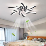 ZUN 31Inches Ceiling Fan with Lights Remote Control Dimmable LED, 6 Gear Wind Speed Fan Light W2009119860