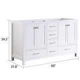 ZUN 60 in Vanity without Top and Sink, 60 inch Modern Freestanding Storage Only, W1059142109