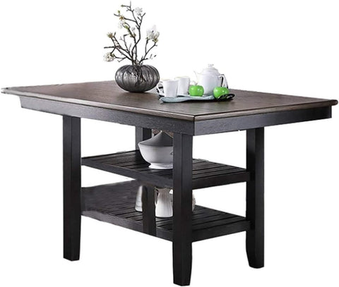 ZUN 1pc Cunter Height Dining Table Dark Coffee Finish Kitchen Breakfast Dining Room Furniture Table w 2x B01183547
